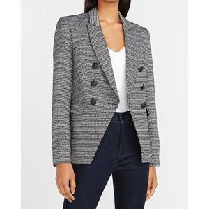 Express Textured Metallic Double Breasted Blazer